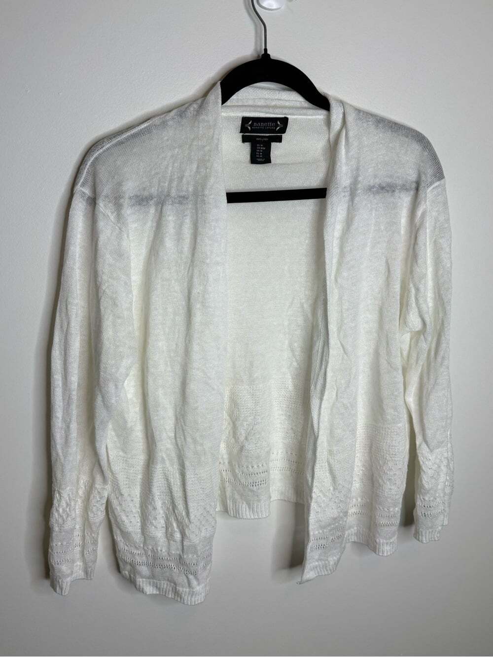 Nanette Lepore White Open-Front Lightweight Cardigan 100% linen size medium